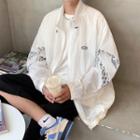 Long-sleeve Pattern Panel Zipped Jacket