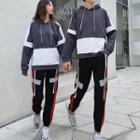 Couple Matching Two-tone Hoodie / Paneled Sweatpants