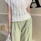V-neck Sheer Cable-knit Vest