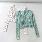 Set: Floral Print Jacket + Spaghetti Strap Top