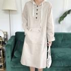 Long-sleeve Hooded Midi Cargo Dress