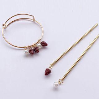 Faux Pearl / Alloy Strawberry Bangle / Hair Stick