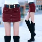 Plain Button-detail Skort