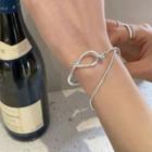 Knot Layered Alloy Bracelet 1pc - Silver - One Size