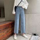 Washed Wide Leg Cropped Jeans