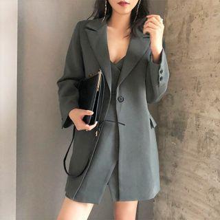 Plain Blazer / Strappy A-line Dress / Set