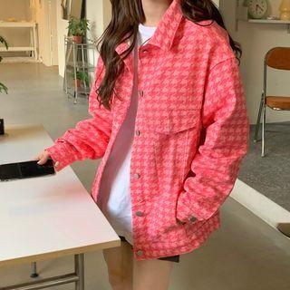 Houndstooth Denim Jacket