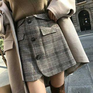 Plaid Duo-pocket Mini Skirt