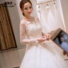 Long Sleeve Wedding Ball Gown With Train