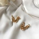 Chain Dangle Earring 1 Pair - S925 Silver - Stud Earrings - Gold - One Size