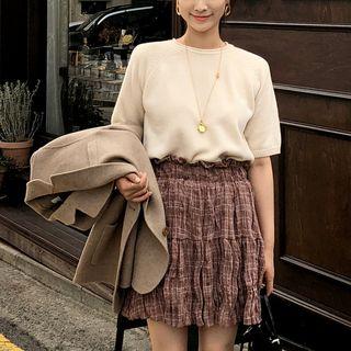 Short-sleeve Wool Blend Top