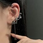 Leaf Alloy Cuff Earring 1pc - Left Ear - Black & Silver - One Size