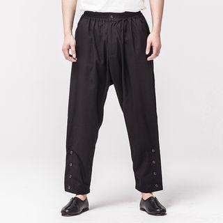 Chinese-style Button-hem Ankle Pants