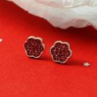Flower Faux Crystal Earring 1 Pair - Red - One Size