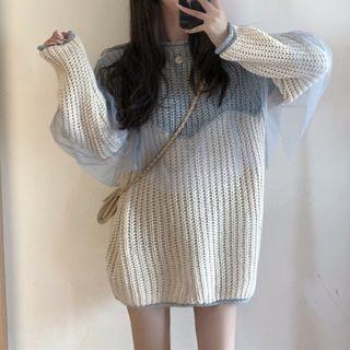 Mesh Trim Sweater