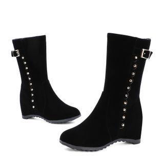 Studded Hidden Wedge Heel Short Boots