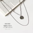 Alloy Disc Pendant Layered Necklace 11 - Silver - One Size