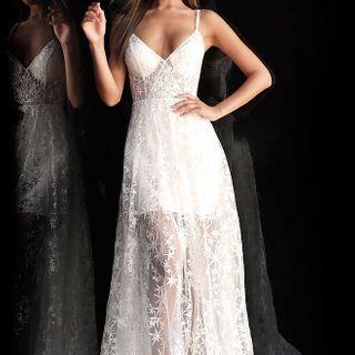 V-neck Sleeveless See-through Dress