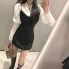 Long-sleeve Shirt / Glittered Slim-fit Sleeveless Dress
