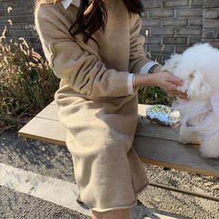 Roll-edge Boxy Knit Dress