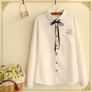 Ribbon Long-sleeve Blouse