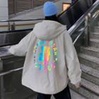 Reflective Print Zip-up Hooded Jacket