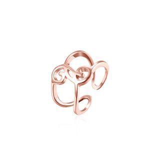 Simple Creative Plated Rose Gold Geometric Line Adjustable Split Ring Rose Gold - One Size