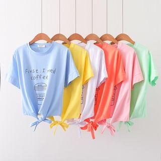 Short Sleeve Lettering Print Top