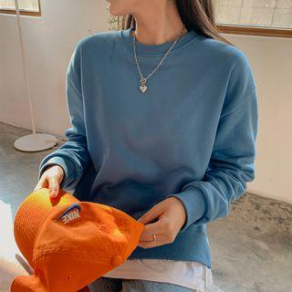 Slit-hem Cotton Sweatshirt