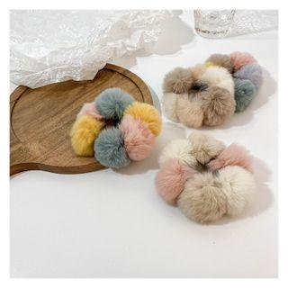 Rainbow Color Fluff Ball Hair Tie