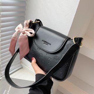 Embossed Flap Shoulder Bag