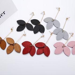 Wooden Leaf Fringed Earring