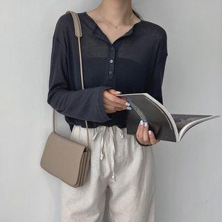 Half-placket Wool Blend Top