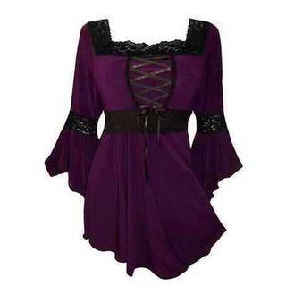 Bell Sleeve Lace Trim Top