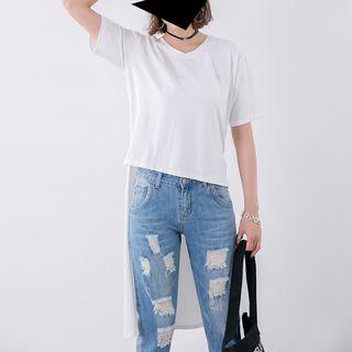 Plain Dip Back Short Sleeve T-shirt