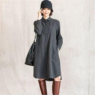 Patch-pocket A-line Midi Shirtdress