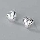 Heart Rhinestone Sterling Silver Earring 1 Pair - S925 Silver - Silver - One Size