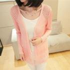 Lace Panel Open Knit Cardigan