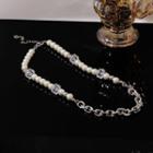Square Crystal Faux Pearl Bracelet / Necklace