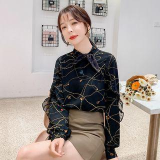 Printed Ruffle Blouse