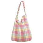 Plaid Shirred Strap Tote Bag As Shown In Figure - One Size