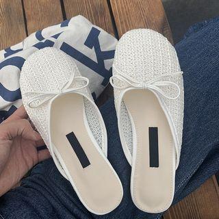 Bow-accent Knit Mules