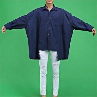 Oversized Asymmetric Long-sleeve Shirt