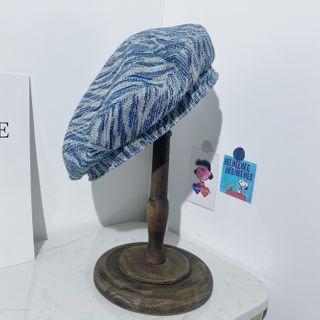 Retro Color-block Beret Blue - M (56-58cm)