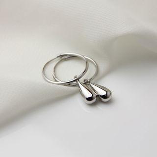 Waterdrop Hoop Earring 1 Pair - Silver - One Size