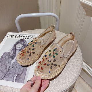 Rhinestone Mesh Panel Flat Mules