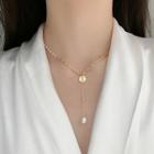 Pearl Chain Panel Necklace Gold - One Size
