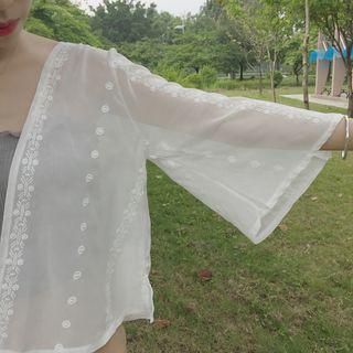 Embroidered Chiffon 3/4 Sleeve Light Jacket