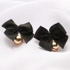 Bow Beaded Drop Earring 1 Pair - Black - One Size
