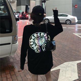Print Long-sleeve Loose-fit Long Top